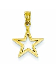 14K Gold Polished Cut Out Star Pendant