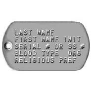 Dog Tag, Authentic, Military, S/S, Matte - 5 Lines
