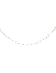 14K Gold White Cultured Round Pearl Necklace 16"