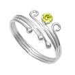 Sterling Silver Fashion Toe Ring with Peridot CZ - 2mm Band Width