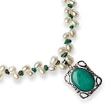 Sterling Silver Turquoise And Cultured Pearl Necklace - 17 Inch