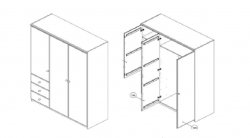 YOGI Massivholz Schrank 3-türig Kiefer weiß