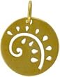 Small Round Cut Out Fern Leaf Pendant or Charm in Gold Vermeil, #7662
