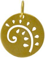 Small Round Cut Out Fern Leaf Pendant or Charm in Gold Vermeil, #7662