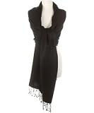 Soft and Silky Beautiful Viscose Pashmina Black Shawl/ Wrap 28" X 78" (28 X 78, Black)