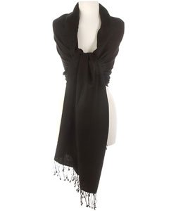 Soft and Silky Beautiful Viscose Pashmina Black Shawl/ Wrap 28