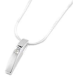 White Ice - Sterling Silver Large Bar with Diamond Pendant and 18 Necklace