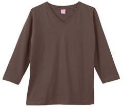 LAT Apparel Ladies 3/4 Sleeve Jersey Tee [Large] Brown V-Neck Tee
