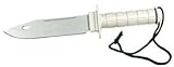 White Fixed Blade Knife Bowie With Sharpener And Durable Black Sheath 10