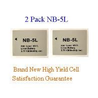 Click here to buy 2 Pack of Canon NB-5L Eq. Digital Camera Camcorder Battery by Lenmar.