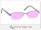 COMPUTER GLASSES WITH PINK POLYCARBONATE DOUBLE SIDED ANTI-REFLECTIVE COATING, SCRATCH COATING AND UV PROTECTION - BROWN RIMLESS FRAME - 49-18-137