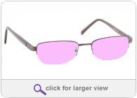 COMPUTER GLASSES WITH PINK POLYCARBONATE DOUBLE SIDED ANTI-REFLECTIVE COATING, SCRATCH COATING AND UV PROTECTION - COFFEE METAL FRAME - 50-18-135