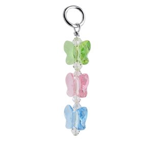Multicolor Swarovski Crystal Butterfly Sterling Silver Pendant Drop Charm