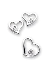Sterling Silver Heart CZ Earring & Pendant Set