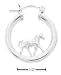Sterling Silver Horse On Tubular Hoop Earrings - JewelryWeb