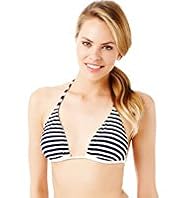 Halterneck Striped Triangle Bikini Top