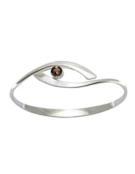 Ed Levin, Sensational Swing Bracelet, Smoky Quartz, .925 Sterling Silver & 14K Gold, Sizes S - L, Expandable