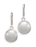 Lever Back Earrings with Bezel Set Coin Pearl Drop