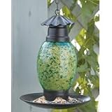Green Crackle Glass Bird Feeder