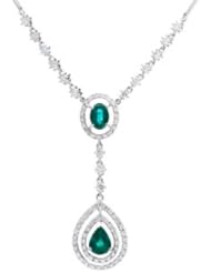 Emerald and Diamond Necklace in 18kt White Gold