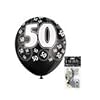 Black Glitz Age 50 Happy Birthday Latex Balloons - Pack of 6