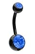 Titanium Belly Ring with Blue CZ
