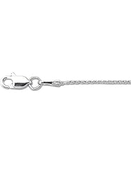 14K White Gold 1.0mm wide Diamond Cut Wheat Chain with Lobster Clasp