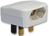 Euro 2 Pin to 3 Pin Converter Plug / Adapter - White