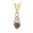 Yellow Gold Heart Pendant Necklace Garnet Diamond Gems