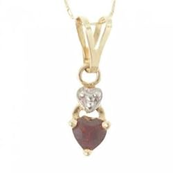 Yellow Gold Heart Pendant Necklace Garnet Diamond Gems