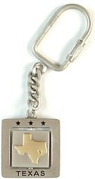 Texas Keychain -Pewter Square, Texas Keychains, Texas Souvenirs, Texas Souvenir