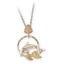 Beautiful! Sterling-silver/Gold Black Hills Gold Rose Diamond-cut Dolphin Pendant-Necklace