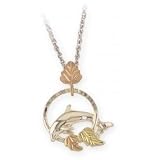 Beautiful! Sterling-silver/Gold Black Hills Gold Rose Diamond-cut Dolphin Pendant-Necklace