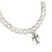 Childs 5-inch Pearl Sterling Silver Cross Bracelet