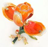 Piearth ピアース ジュエリーボックス クリスタル 宝石箱 フラワー チューリップ NO220 オレンジ 220-2 OR