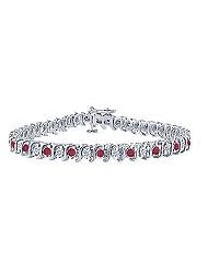 Ruby and Diamond Tennis Bracelet : Platinum - 2.00 CT TGW