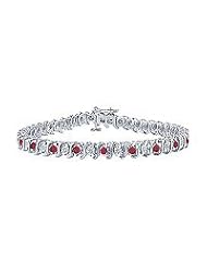 Ruby and Diamond Tennis Bracelet : Platinum - 3.00 CT TGW