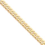 14k 8.75mm Beveled Curb Chain Anklet - 9 Inch