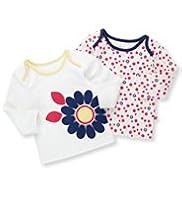 2 Pack Pure Cotton Floral Print T-Shirts