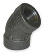Industrial Grade 1LBV3 Elbow, 45 Deg, Blk Malleable Iron, 3/8 In
