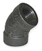 Industrial Grade 1LBV3 Elbow, 45 Deg, Blk Malleable Iron, 3/8 In
