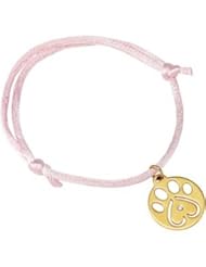 14k Yellow Gold 6.5-8" Our Cause for PawsTM Pendant Bracelet Jewelry W/.02 Ct Pink CoRound W/Packaging