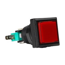 SPST N.O. Small Square Game Switch w/Illumination 12V Red