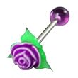 Stainless Steel with UV Purple Barbell - Flower Design Sold as a Pair
