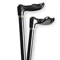 walking cane- Black Left handle, this cane is designed to fit the hand like a glove for its palm grip handle. This cane and walking stick is very secure and comfortable and has a weight capacity of 250 pounds. This ergonomic wood cane is ideal for arthritis sufferers. It distributes weight across the entire palm. Height approx: 36 - 37 " .