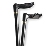 Walking Cane- Black Right handle, this cane is designed to fit the hand like a glove for its palm grip handle. This cane and walking stick is very secure and comfortable and has a weight capacity of 250 pounds. This ergonomic wood cane is ideal for arthritis sufferers. It distributes weight across the entire palm. Height approx: 36 - 37 