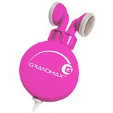 Tangle Free, One-Way Retractable Headphones - Pink
