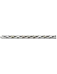 Stainless Steel & 10kt Yellow Panther Link Bracelet 08.50 Inch 10K Gold Inlay B5140kn