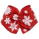 Puppy Kisses "Christmas in NY" Dog Hair Bow - French metal barrette, Made with SWAROVSKI ELEMENTS