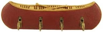 Decorative Nautical Canoe Wall Sculpture 4 Hook Key Rack, 8-inch, (Color Varies)